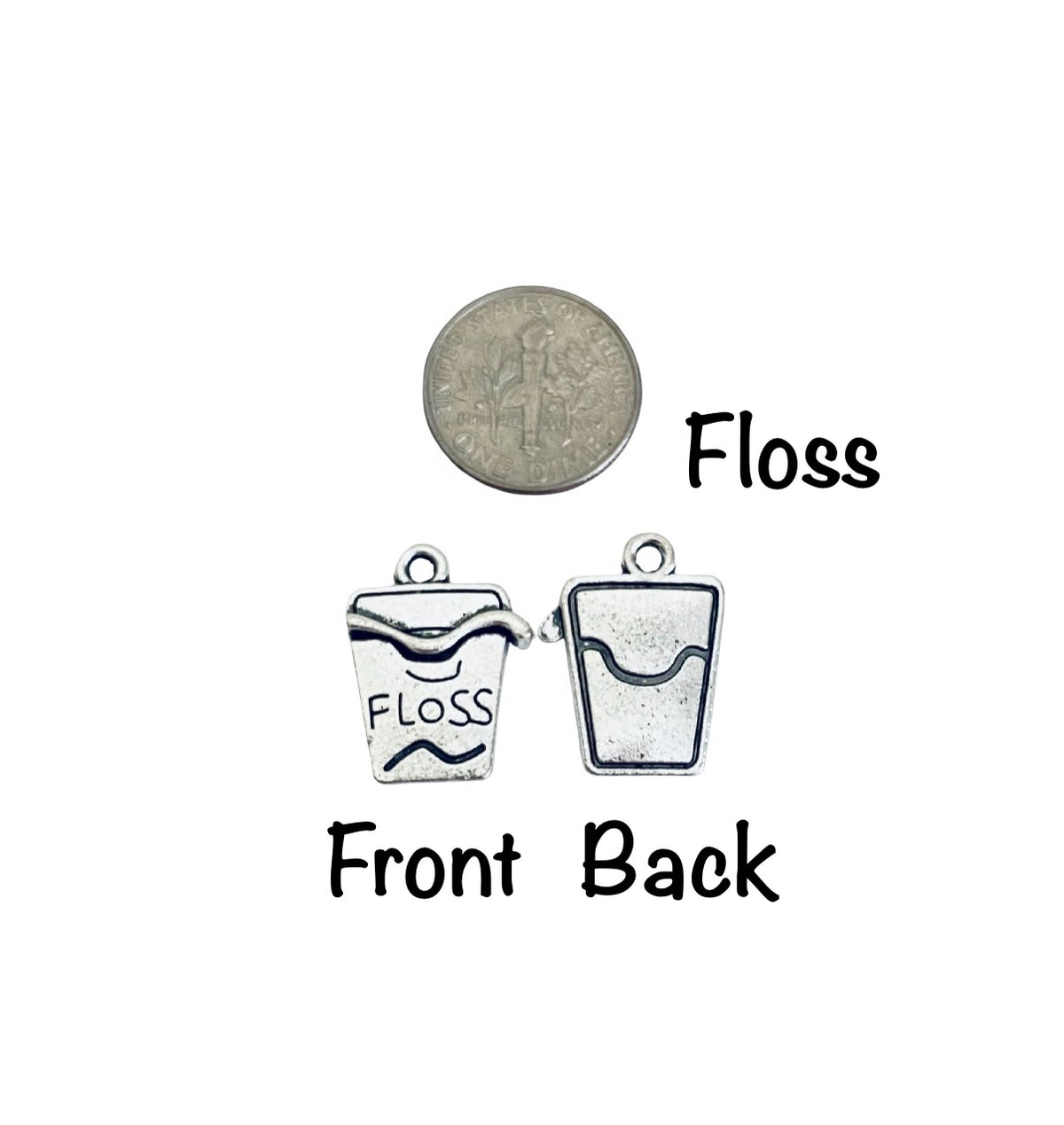 Base Metal Dentist Charms (Toothpaste • Floss • Toothbrush • Tooth)