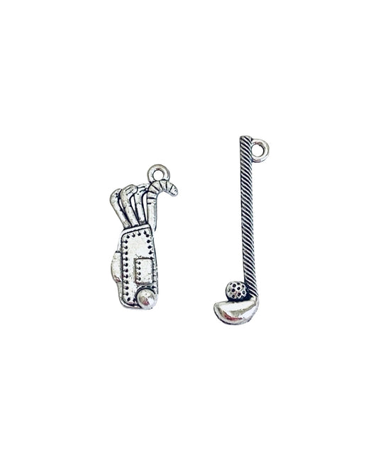 Base Metal Golf Charms (Golf Club • Gold Stick)