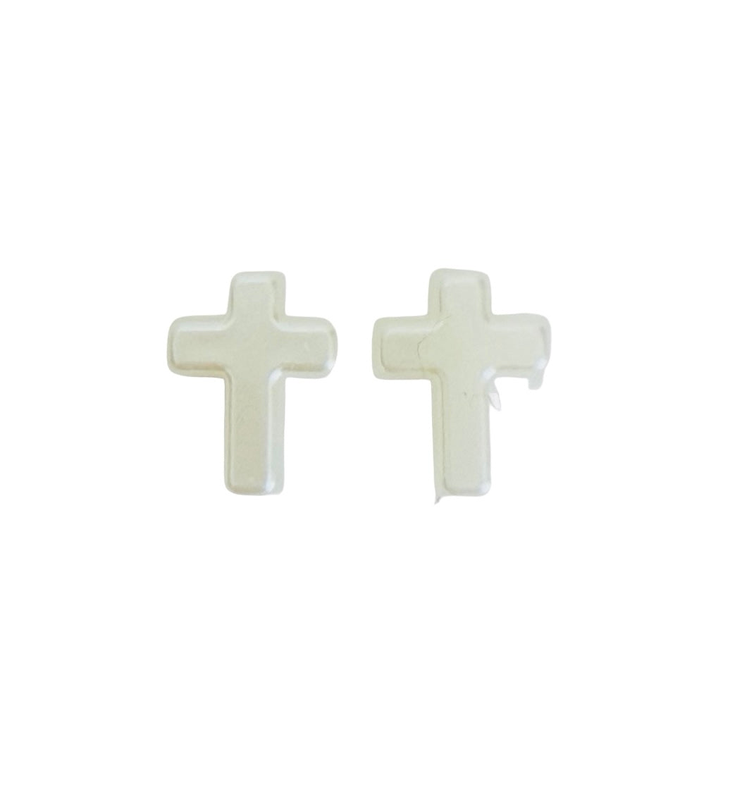 Faux Pearl Cross Beads • 12mm x 15mm • Jewelry Making Beads