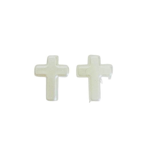 Faux Pearl Cross Beads • 12mm x 15mm • Jewelry Making Beads