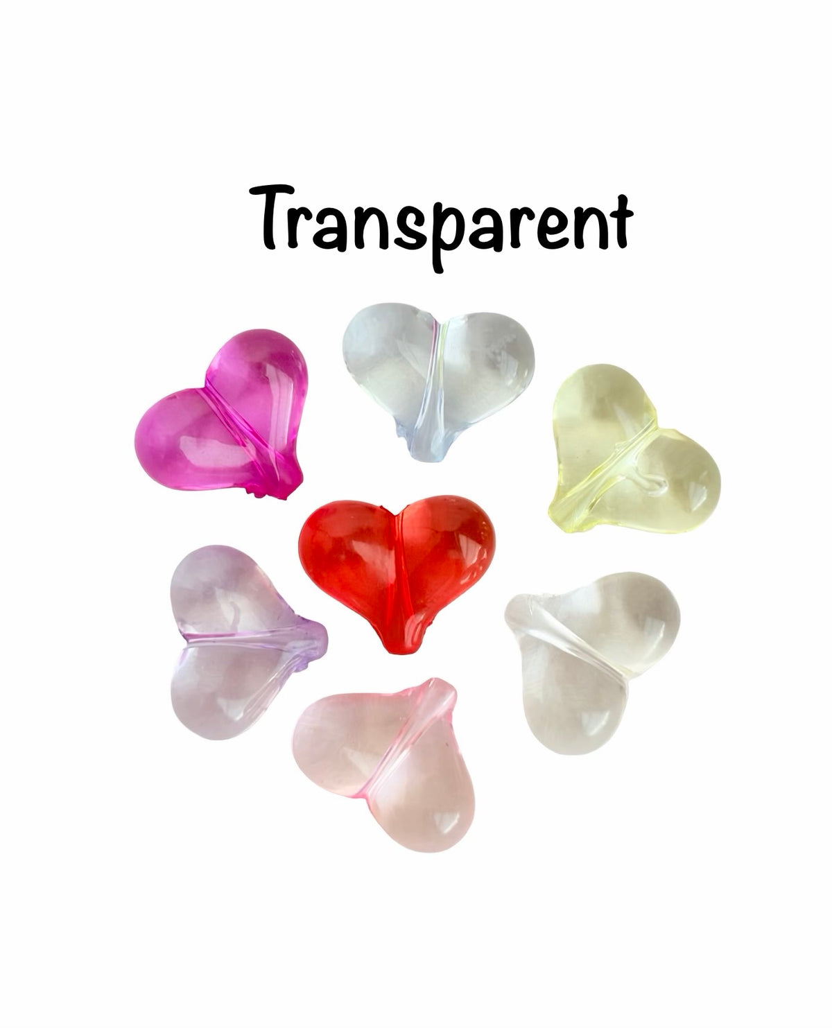Small Acrylic Puffy Heart Beads • Random Mix of Faux Pearl, Transparent or Solid Colors • Heart Beads for Jewelry Making
