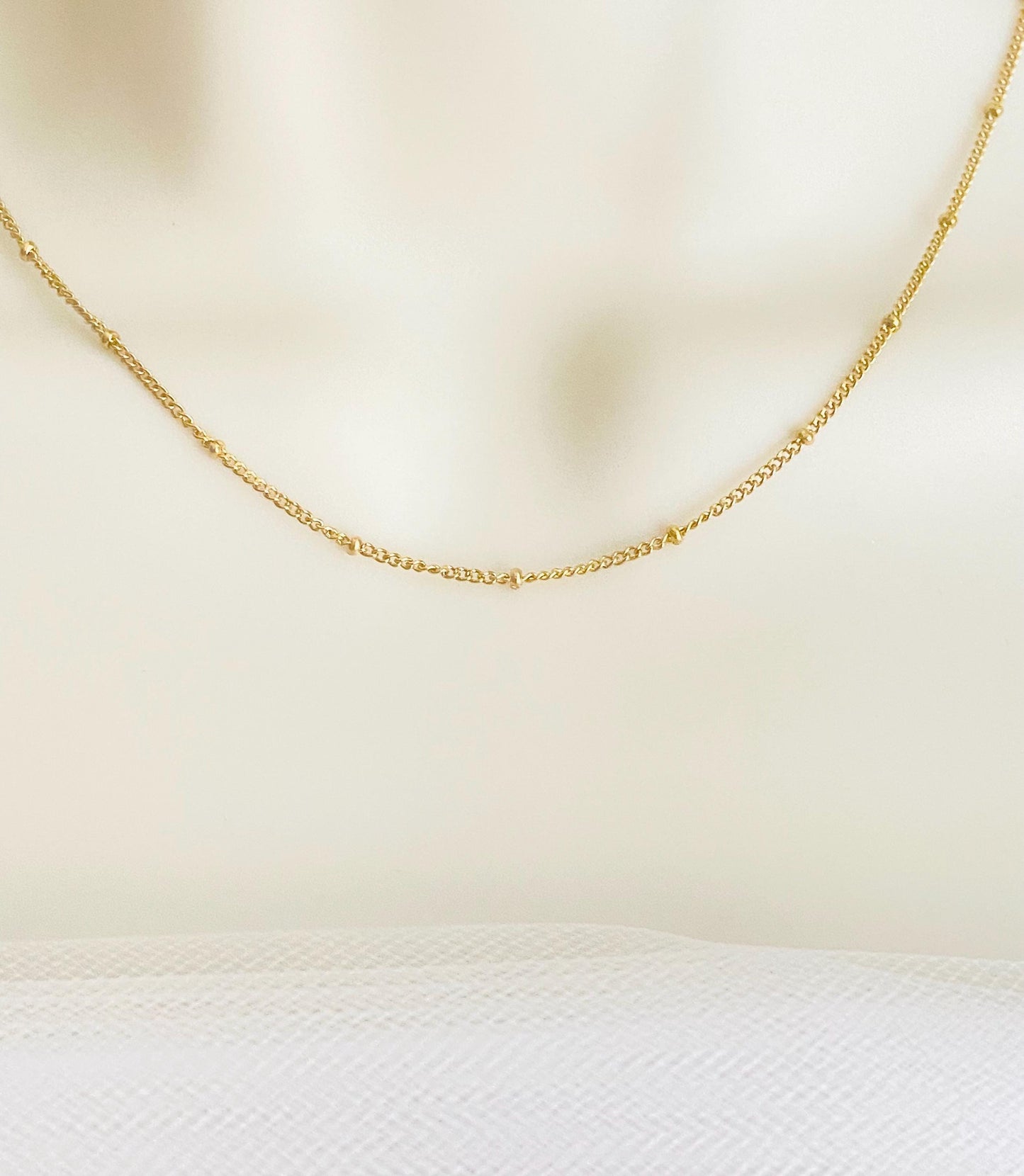 Delicate Gold over Stainless Steel Satellite Chain Necklace