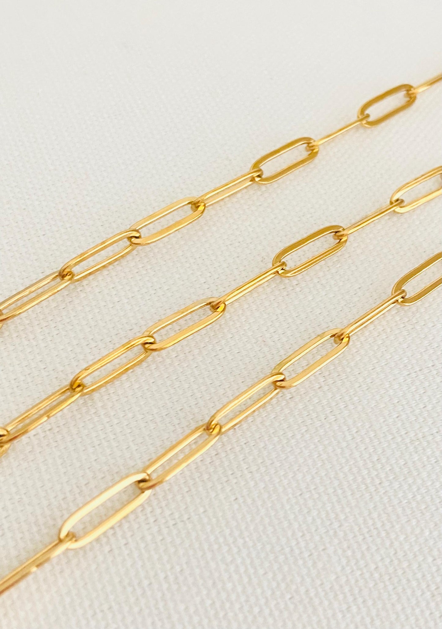 18K Gold Over Stainless Steel Flat Paperclip Chain (4x12mm)