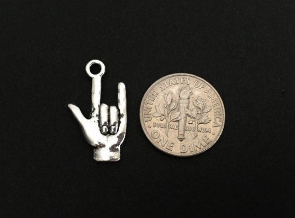 Base Metal I Love You Hand Sign Charm