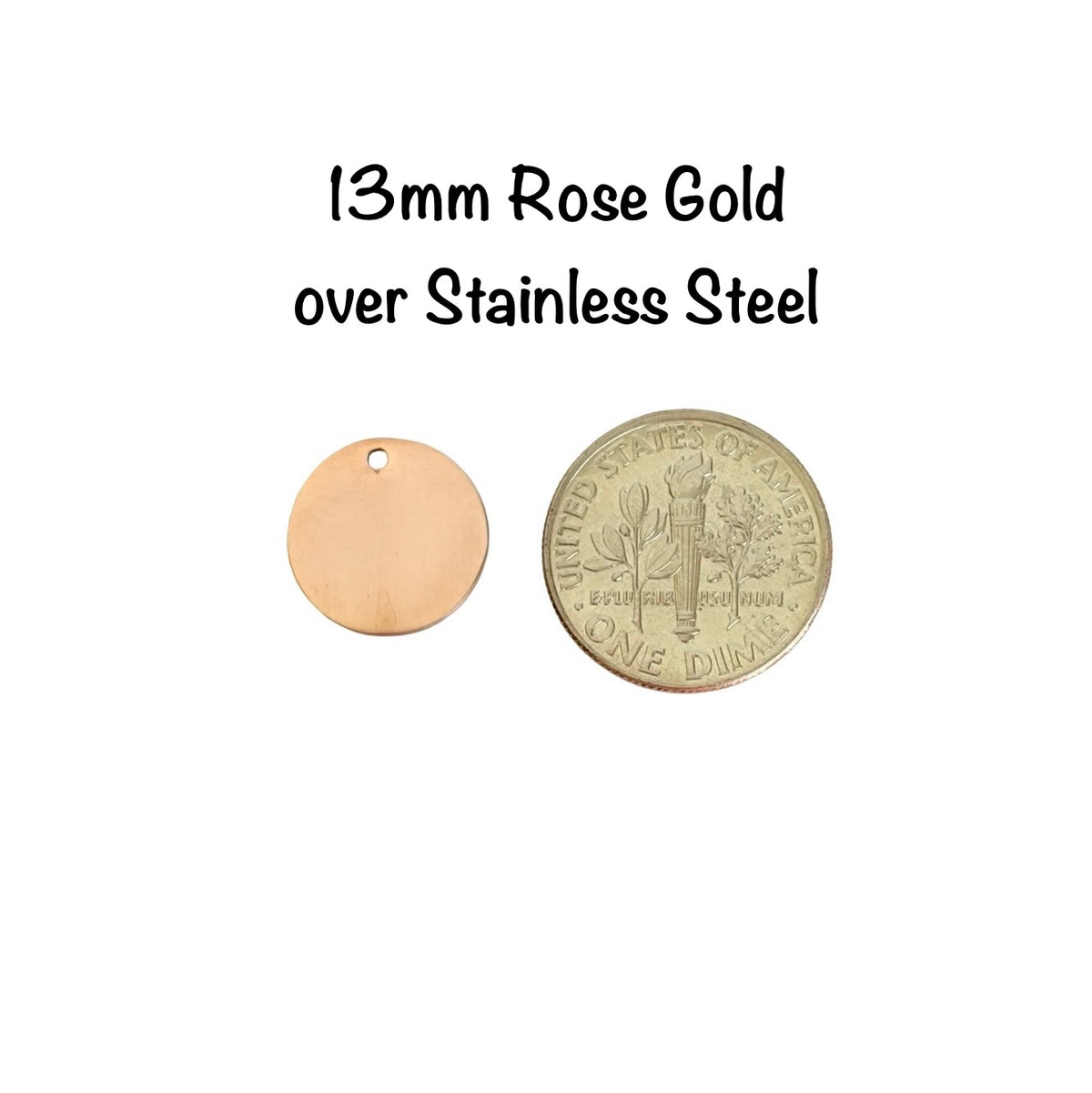 13mm Shiny Round Blanks • Stainless Steel • Gold over Stainless • Rose Gold over Stainless