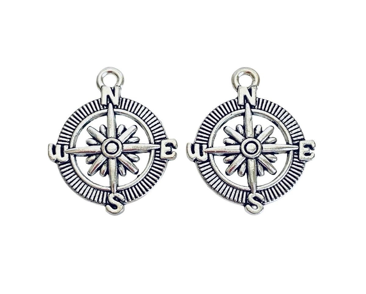 Base Metal Large Compass Charm