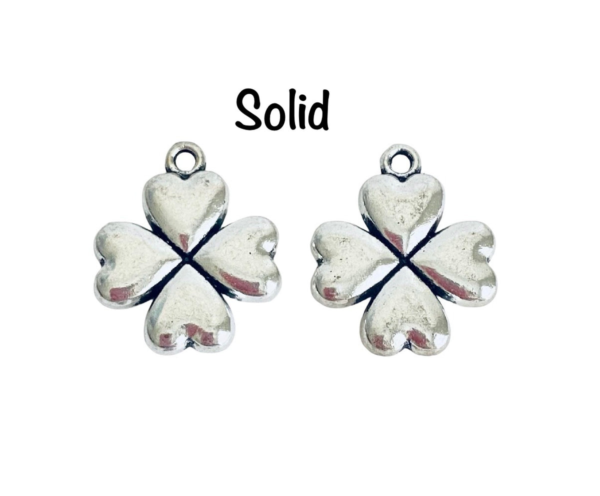 Base Metal Four-Leaf Clover Charm (Hollow & Solid Style)