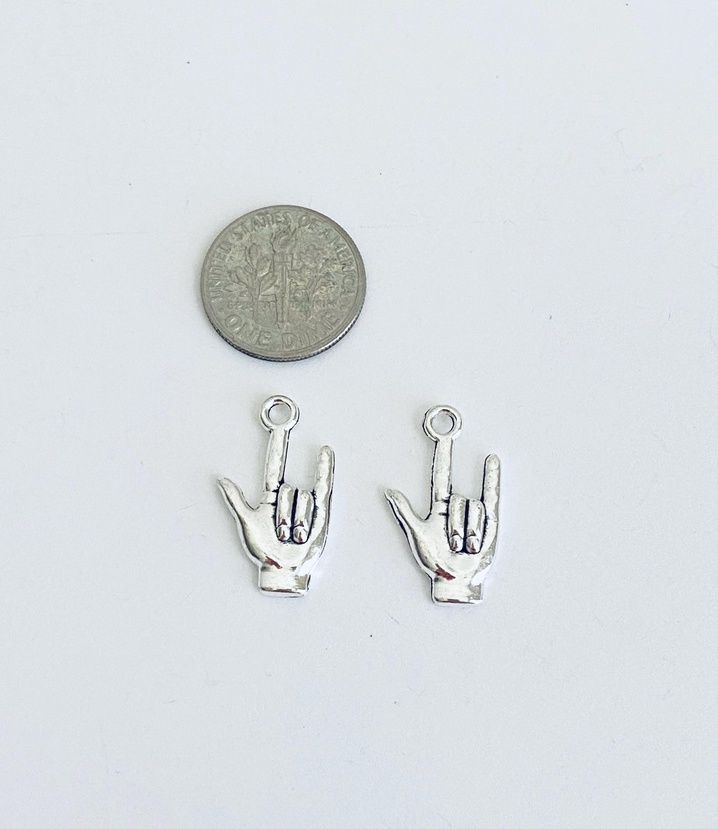 Base Metal I Love You Hand Sign Charm