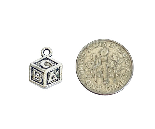 Base Metal Baby Alphabet Block Charms