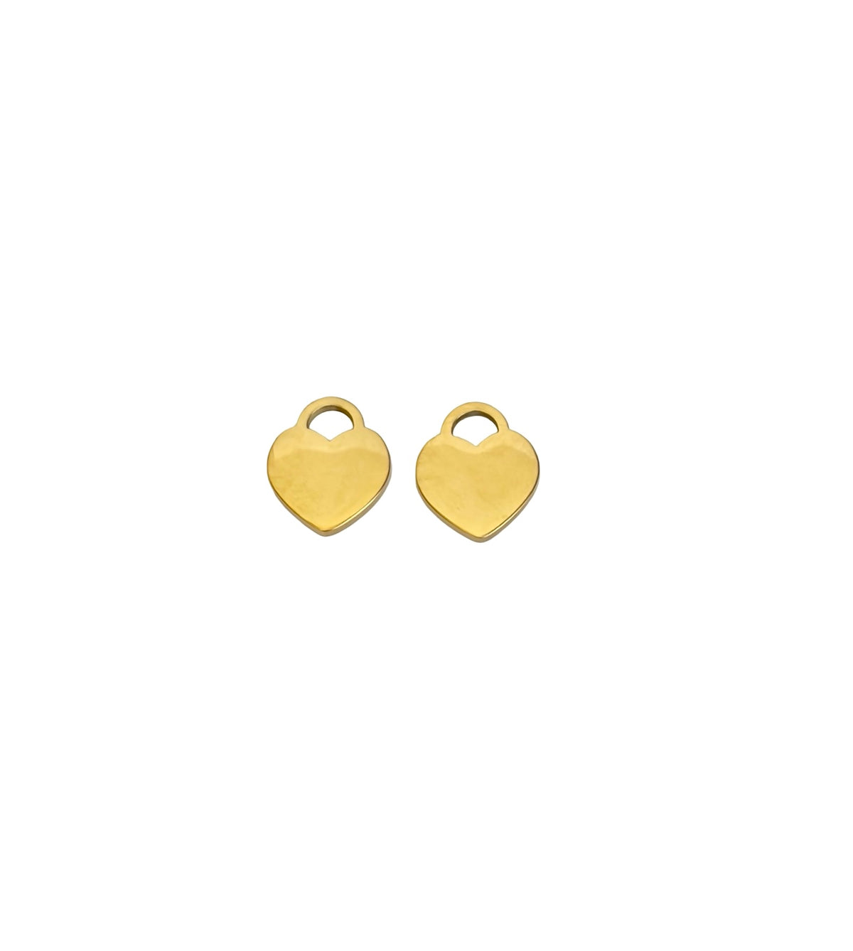 Polished 10mm Heart Charm • Stainless Steel or Gold Over Stainless Steel Heart Pendant for Jewelry Making