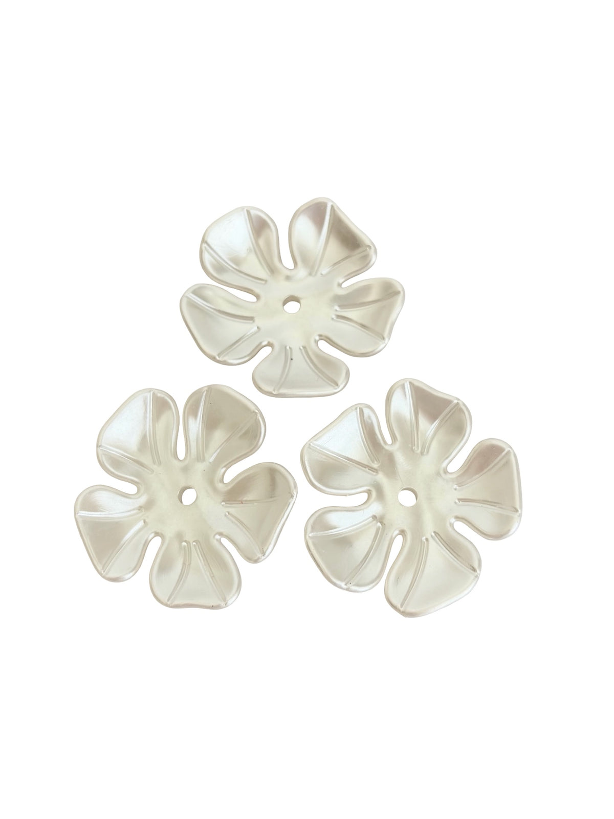 39mm Large Acrylic Faux Pearl 5-Petal Flower Beads • Statement Pearl Flower Beads for Jewelry Making & Crafts