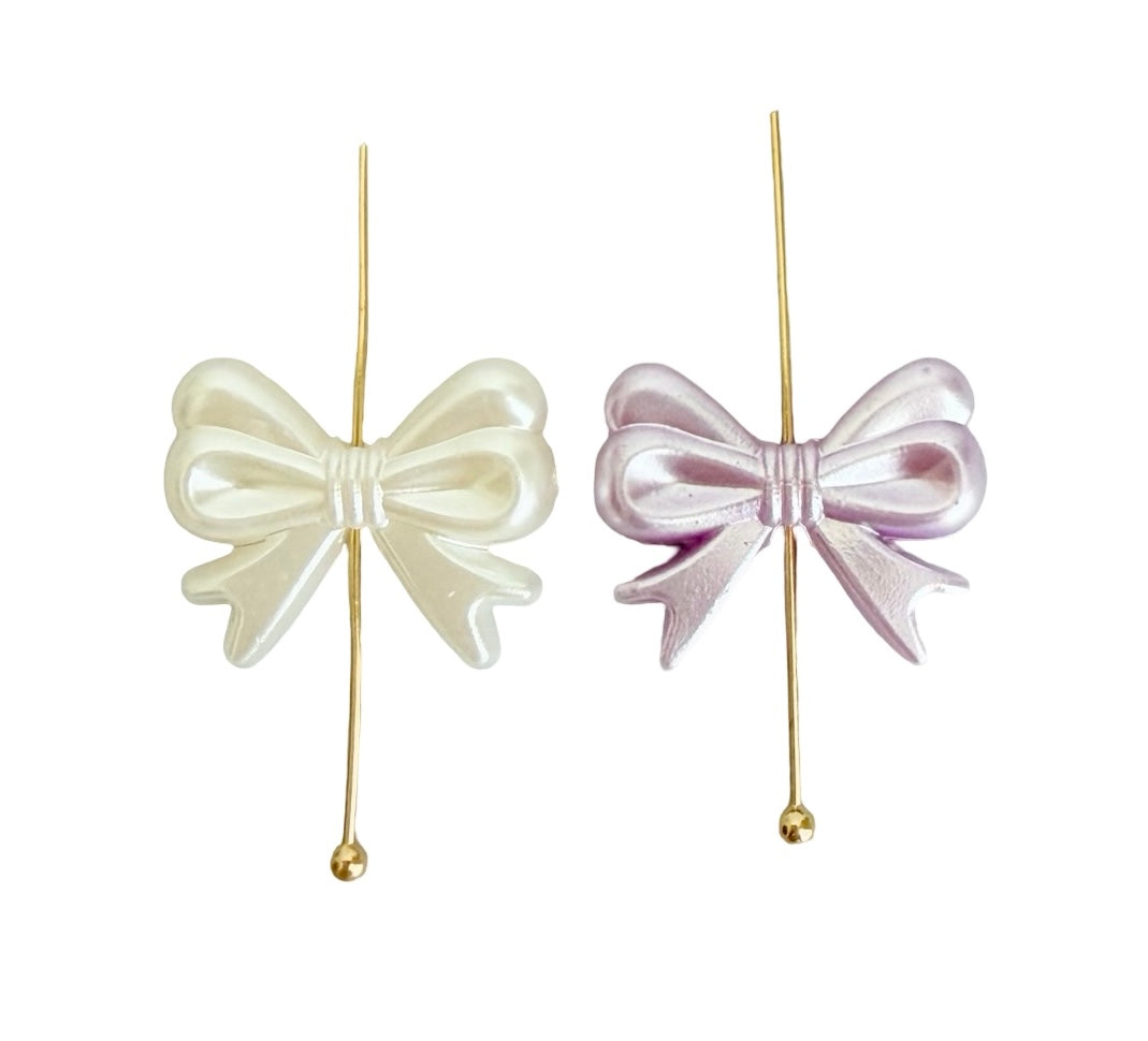 Faux Pearl Bow Beads • Acrylic Bow Beads for Jewelry Making • Off White OR Random Mix Colors