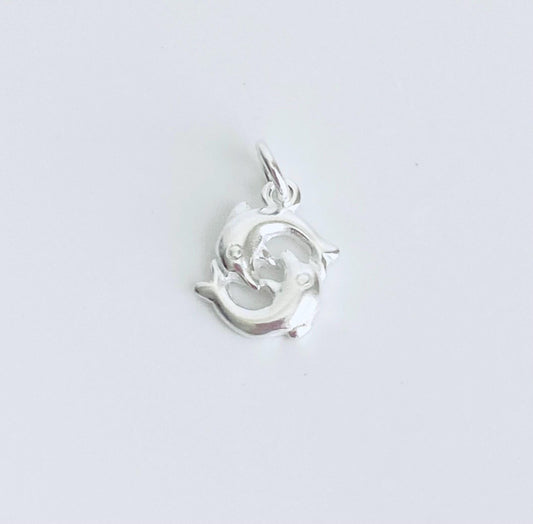 Sterling Silver Double Dolphin Charm