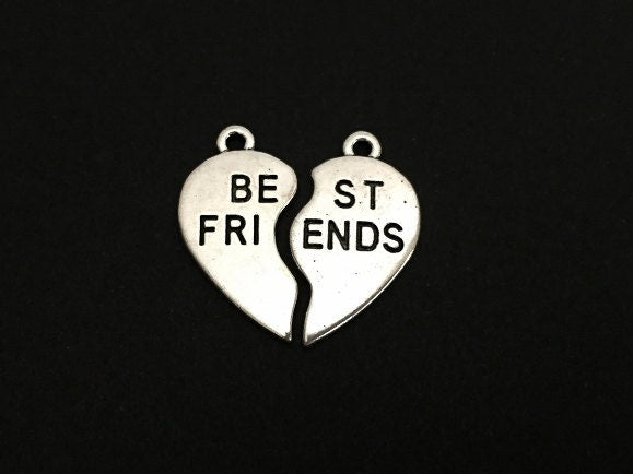 Base Metal 2-Piece Best Friend Broken Heart Charm Set