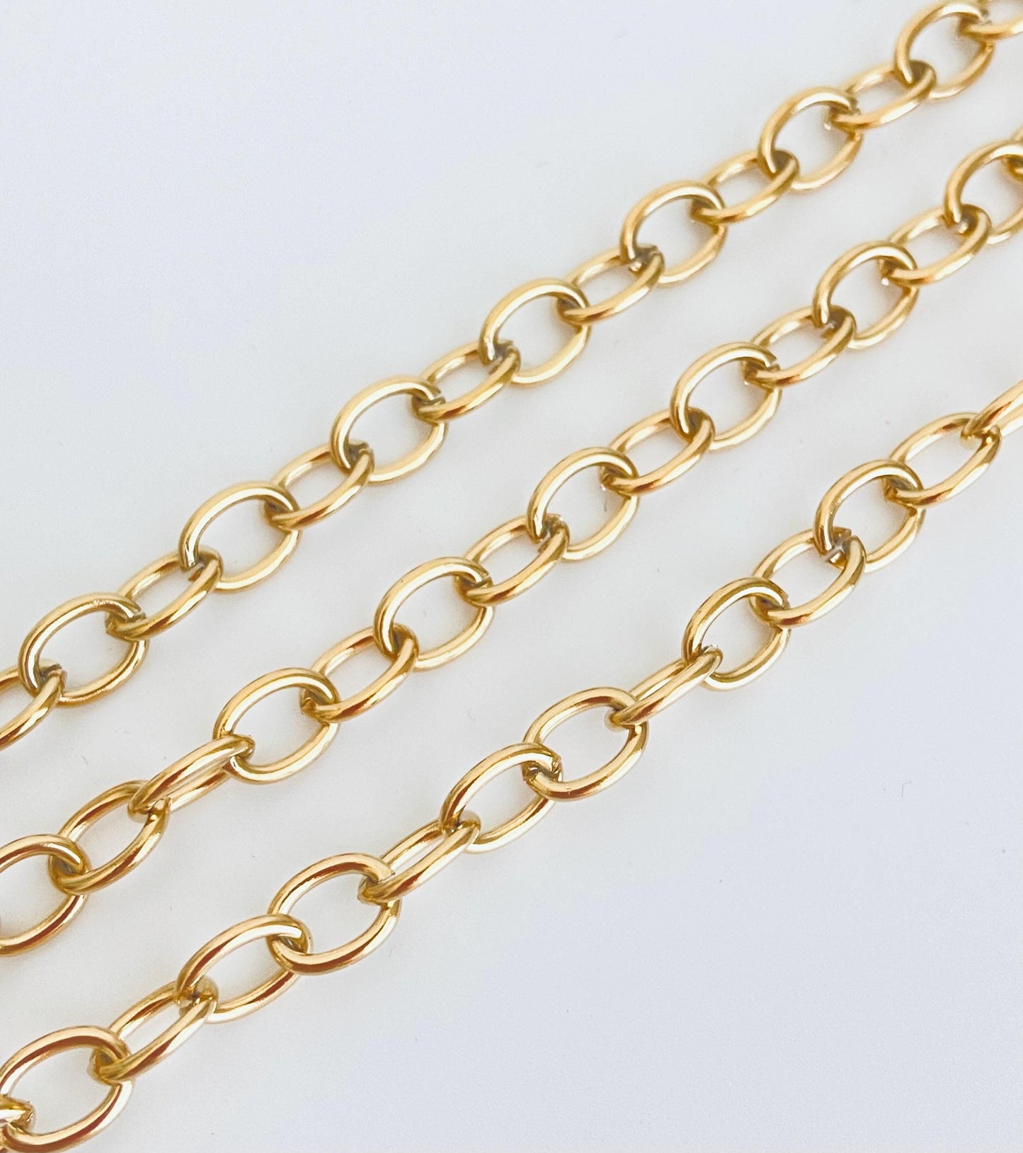 6x8mm 18K Gold Over Stainless Steel Oval Chain • Jewelry Chain by the Foot for DIY Crafting & Supplies