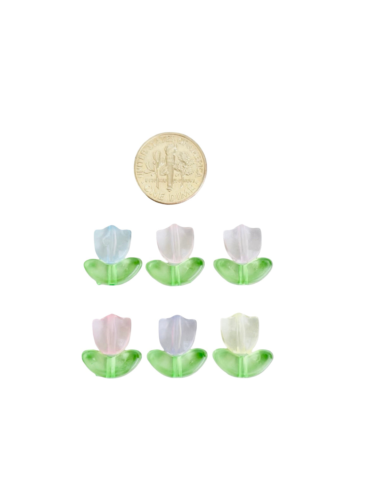 Two-Piece Acrylic Tulip Bulb & Leaf Flower Beads • Transparent Tulip Beads for Jewelry Making & Crafts