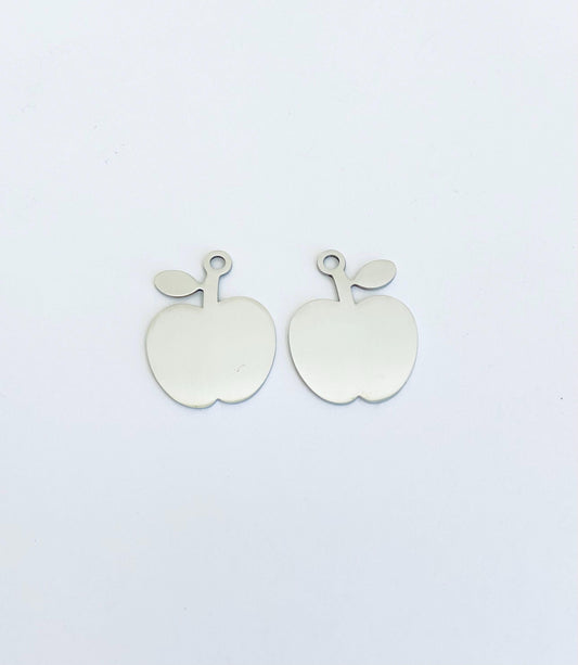 Engravable Stainless Steel Apple Blank Charm