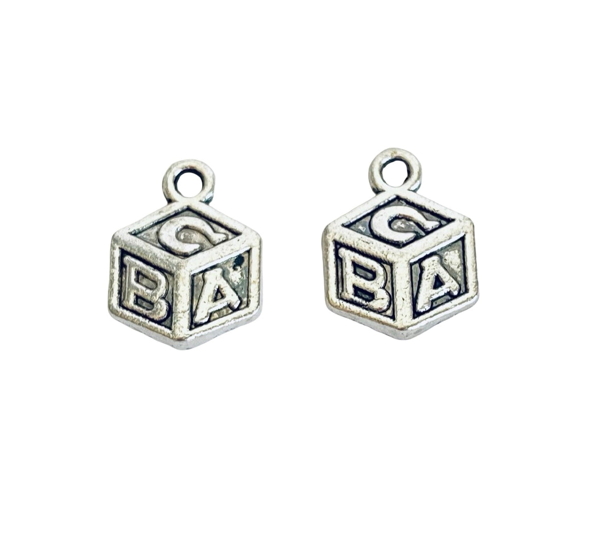 Base Metal Baby Alphabet Block Charms