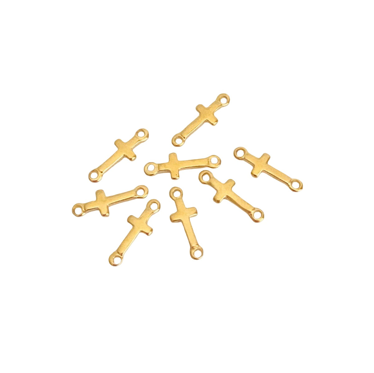 Shiny Slim Cross Connector • Stainless Steel • Gold over Stainless Steel