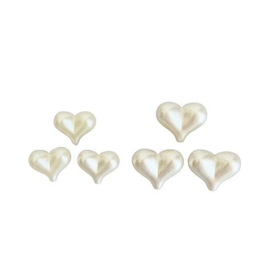 Faux Pearl Puffy Heart Beads • Acrylic Heart Beads for Jewelry Making • 2 Sizes