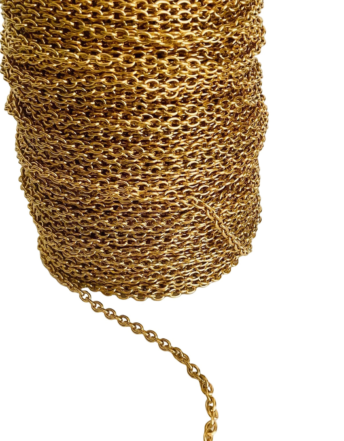 4.5mm x 6mm Shiny Gold Over Stainless Steel Oval Chain • Sold by the Foot