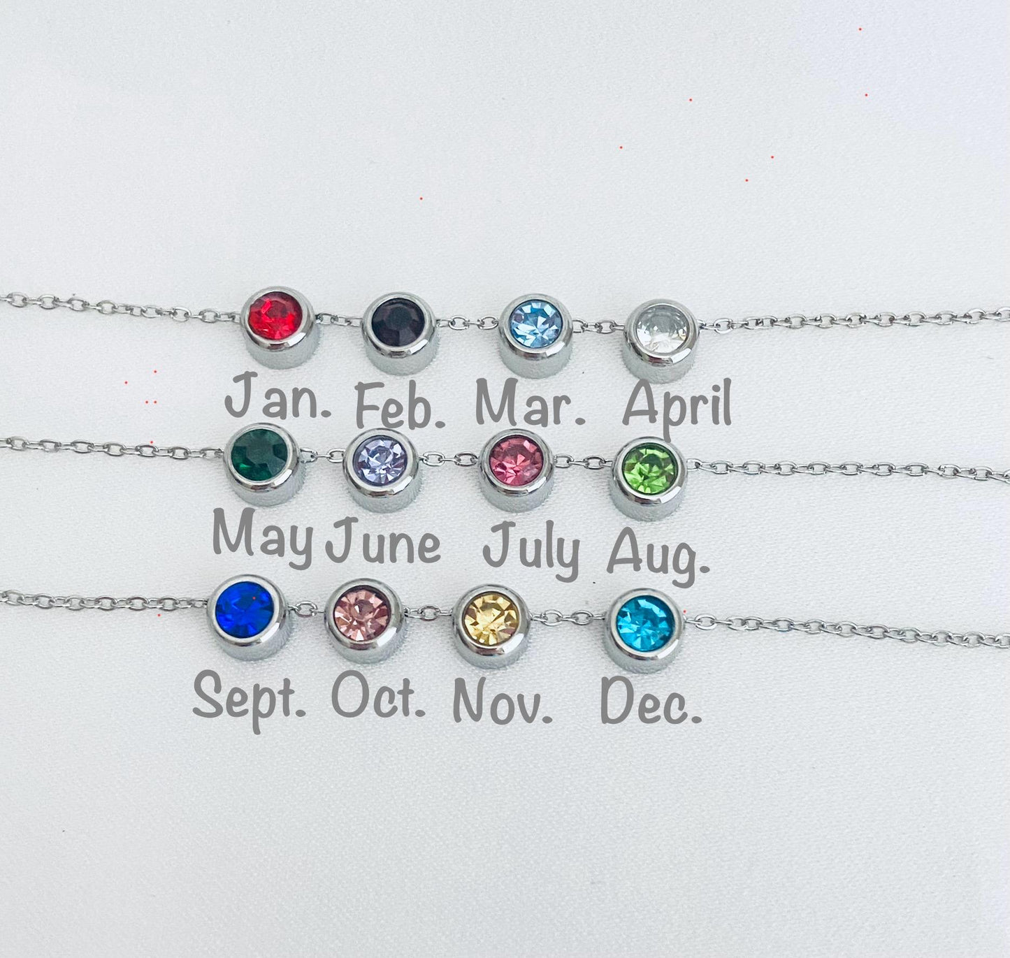 Stainless Steel Glass Birthstone Charm (6mm)