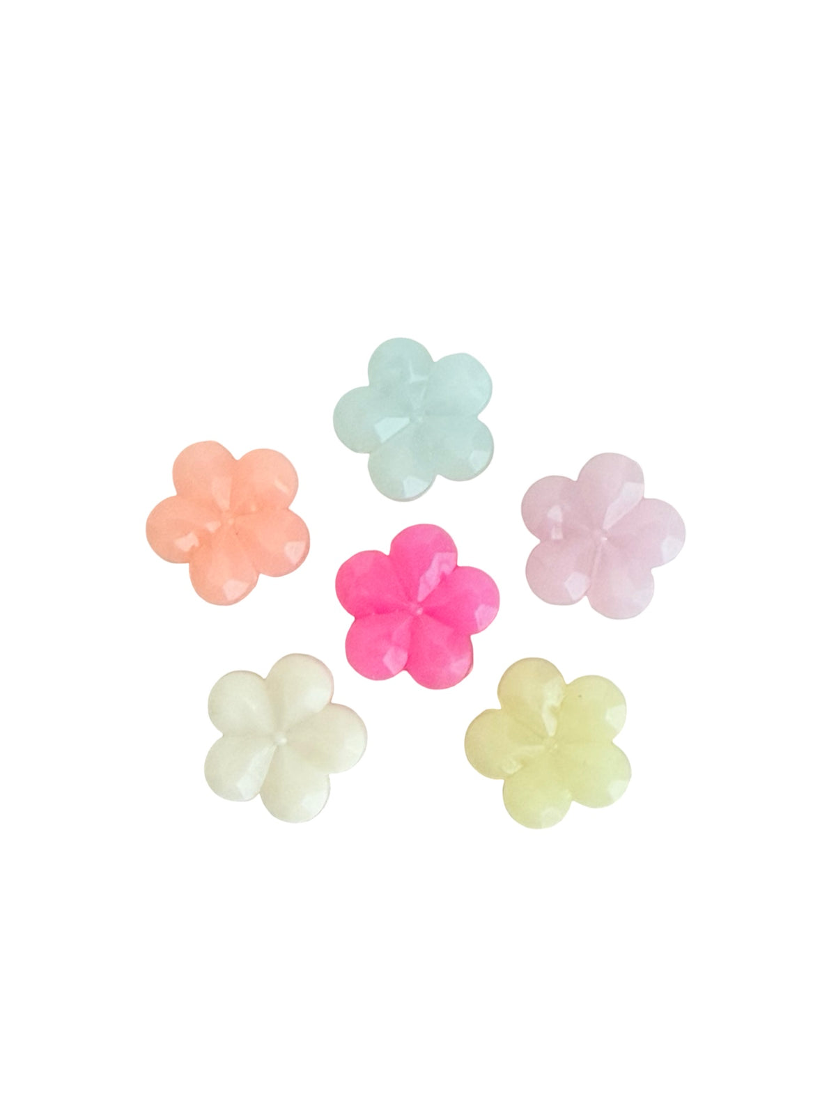 14mm Acrylic 5-Petal Flower Beads • Faceted Petal • Random Mix of Translucent Pastel Colors