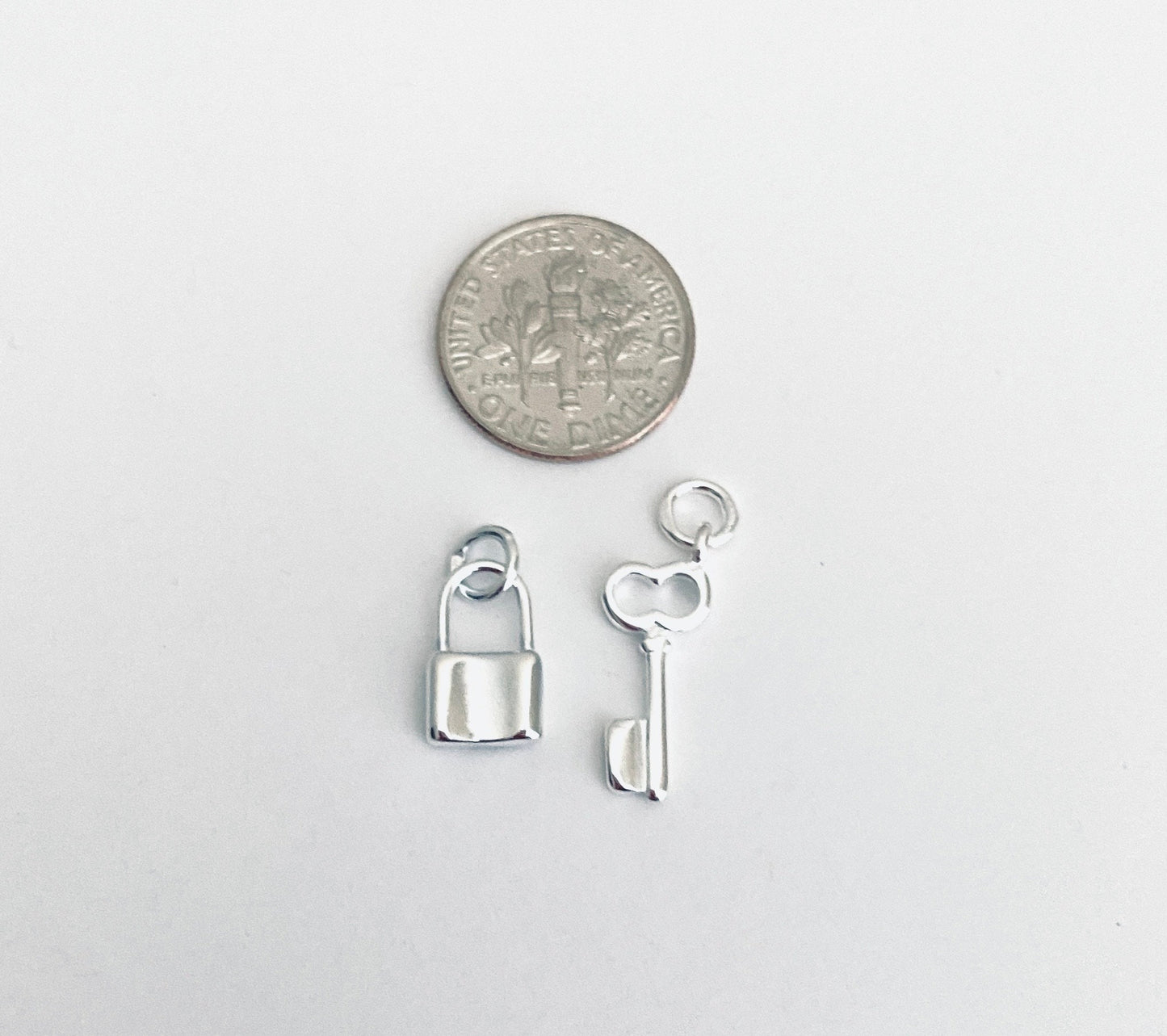 Sterling Silver Key and Lock Charm Set