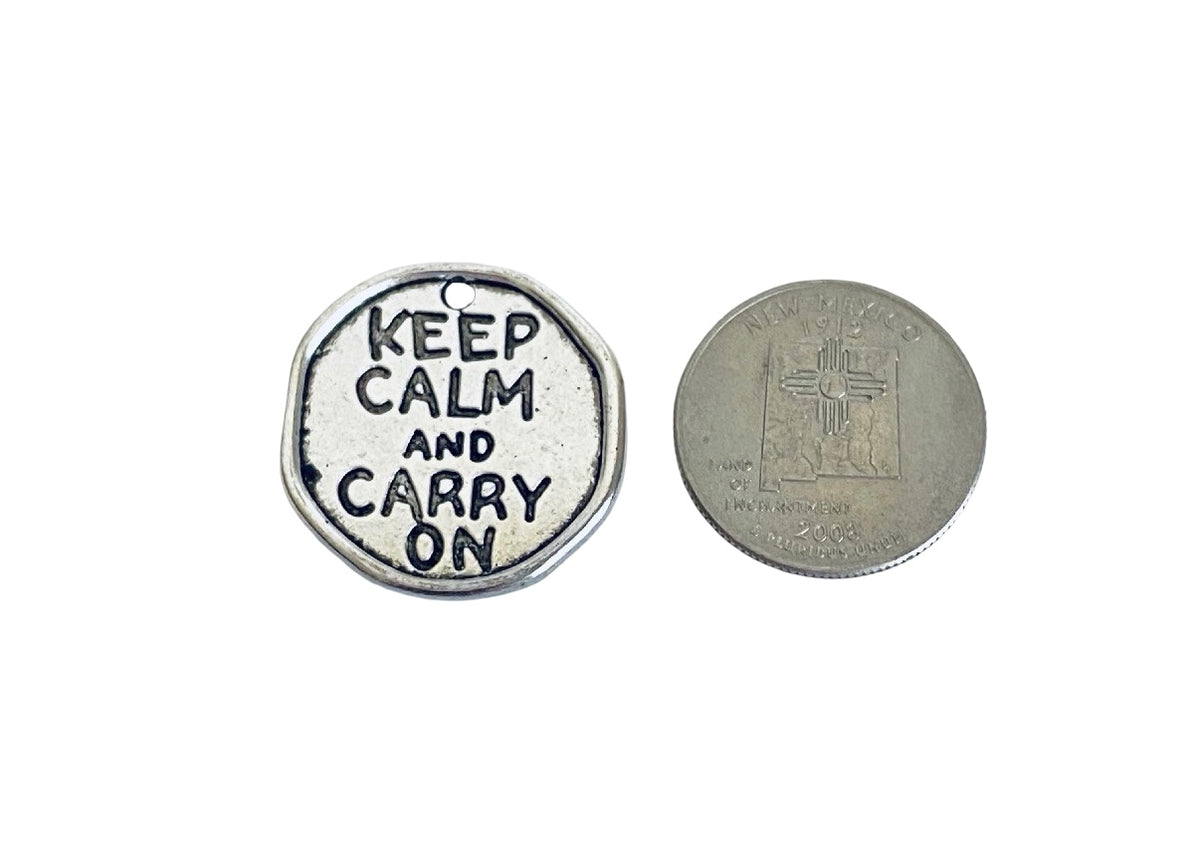 Base Metal Keep Calm and Carry On Charm