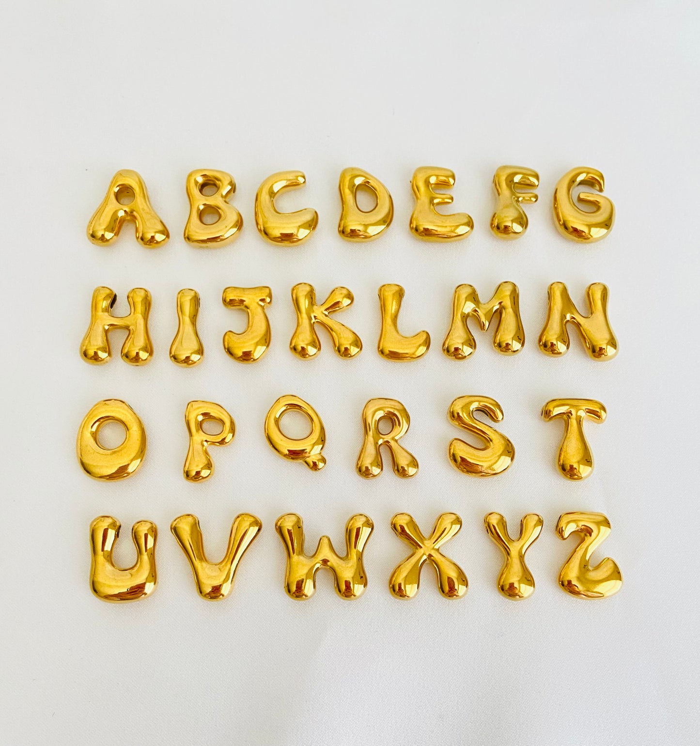 Large Stainless Steel Bubble Letter Charm (A-Z)
