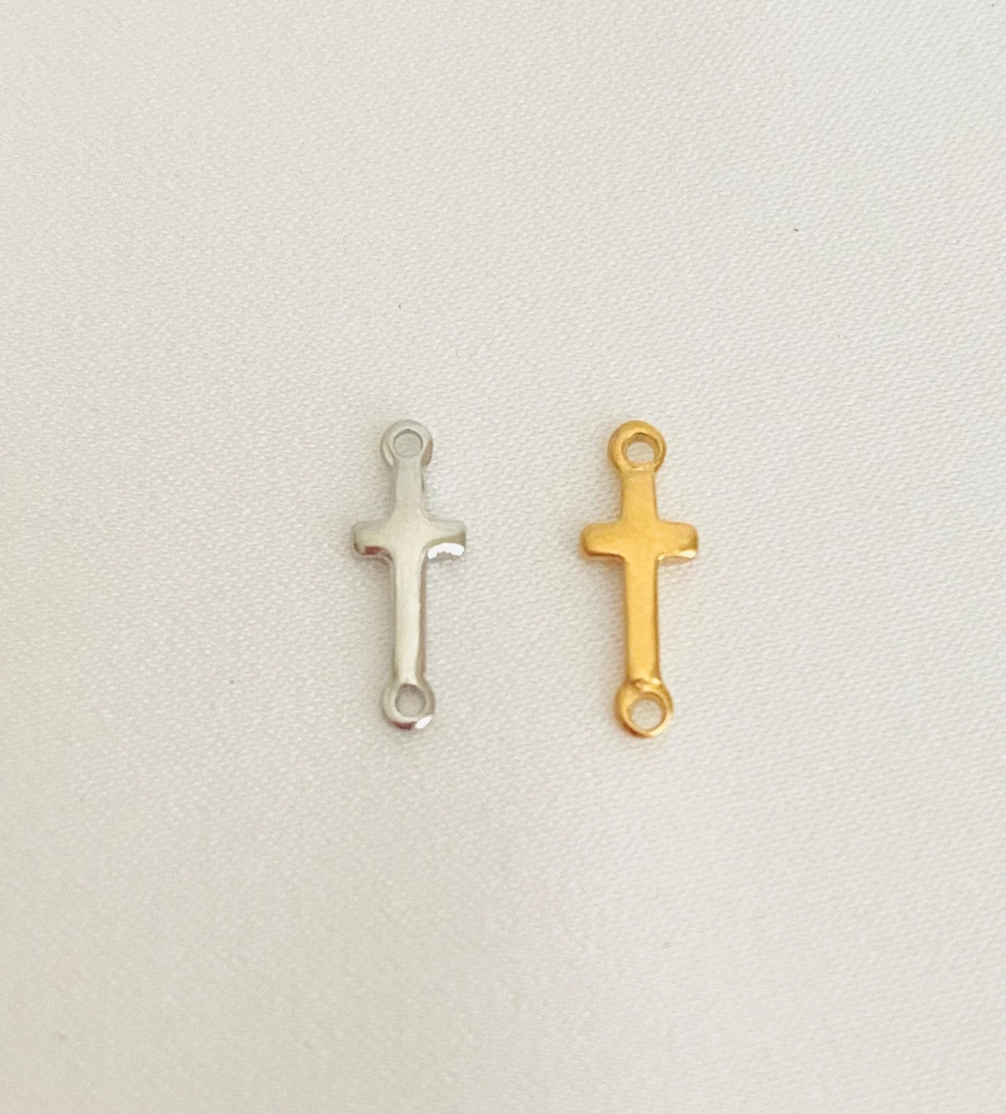 Slim Cross Connector Charm • Stainless Steel or Gold Over Stainless Steel Cross Connector for Bracelets, Necklaces & Jewelry Making
