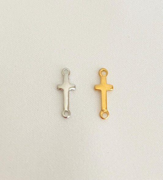 Slim Cross Connector Charm • Stainless Steel or Gold Over Stainless Steel Cross Connector for Bracelets, Necklaces & Jewelry Making