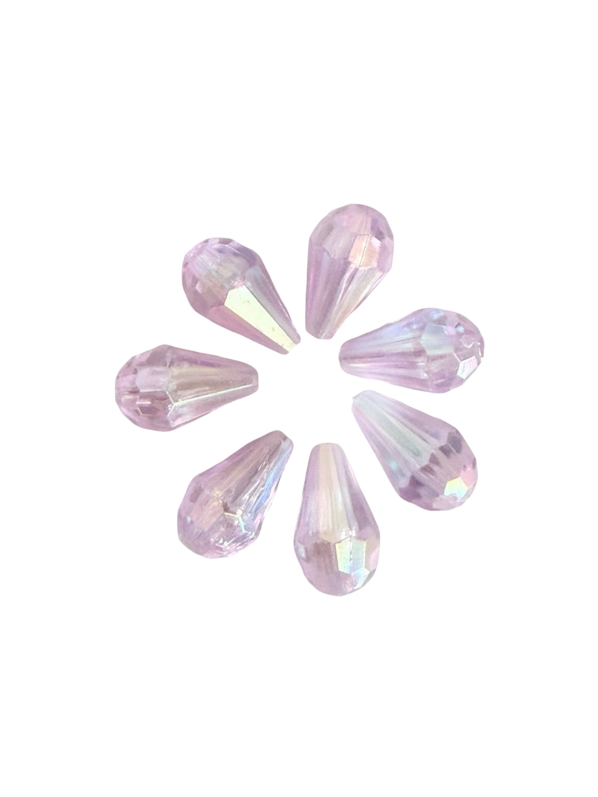 8x12mm Faceted Acrylic Teardrop Beads • White, Pink & Lavender AB • Jewelry Making