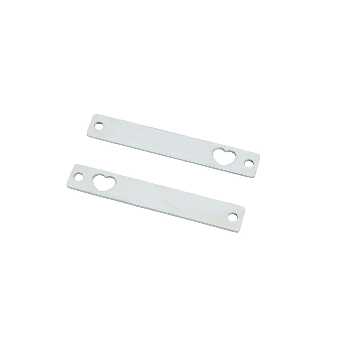 Shiny Stainless Steel Long Bar with Heart Cutout Blank • 5mm x 32mm
