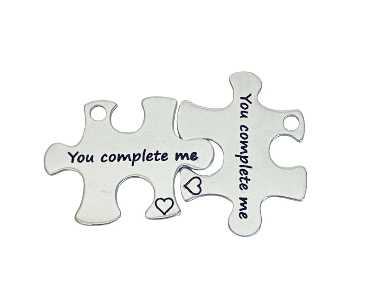 Stainless Steel You Complete Me Puzzle Charm