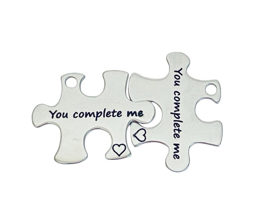 Stainless Steel You Complete Me Puzzle Charm
