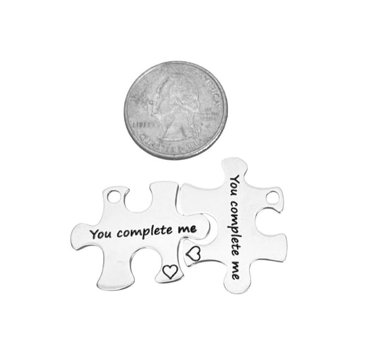 Stainless Steel You Complete Me Puzzle Charm