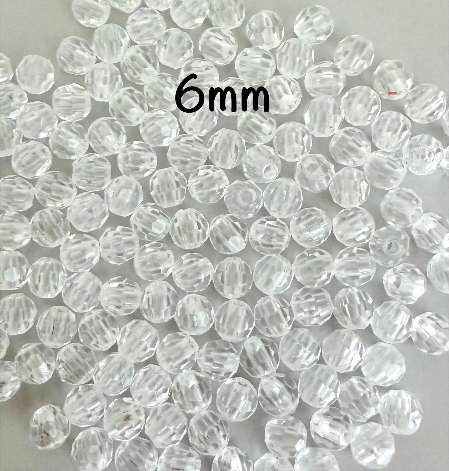 Faceted Plastic Beads • Clear & Pink • 6mm & 8mm