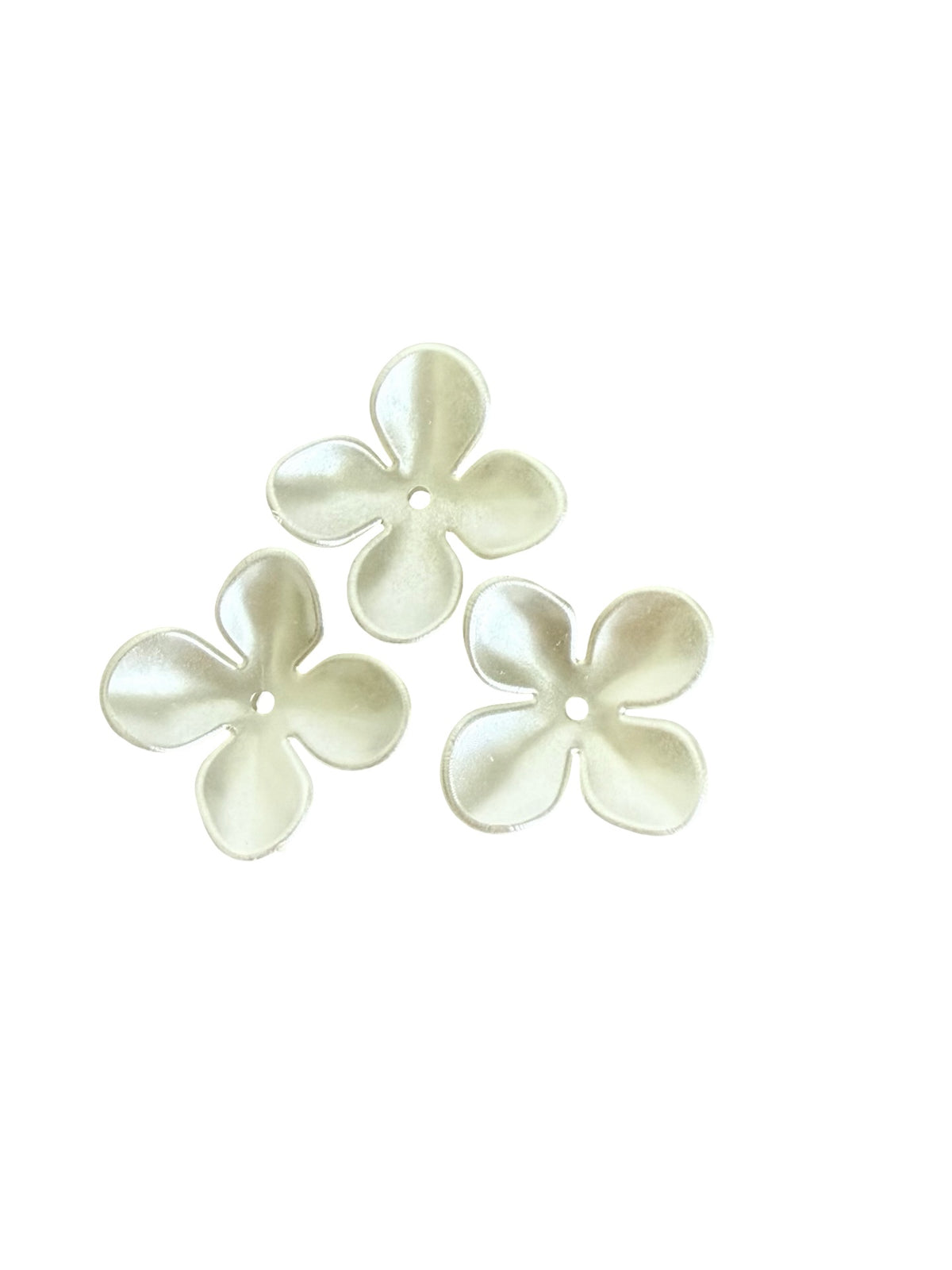 27mm Acrylic Faux Pearl 4-Petal Flower Beads • Large Flower Beads for Jewelry Making & Crafts