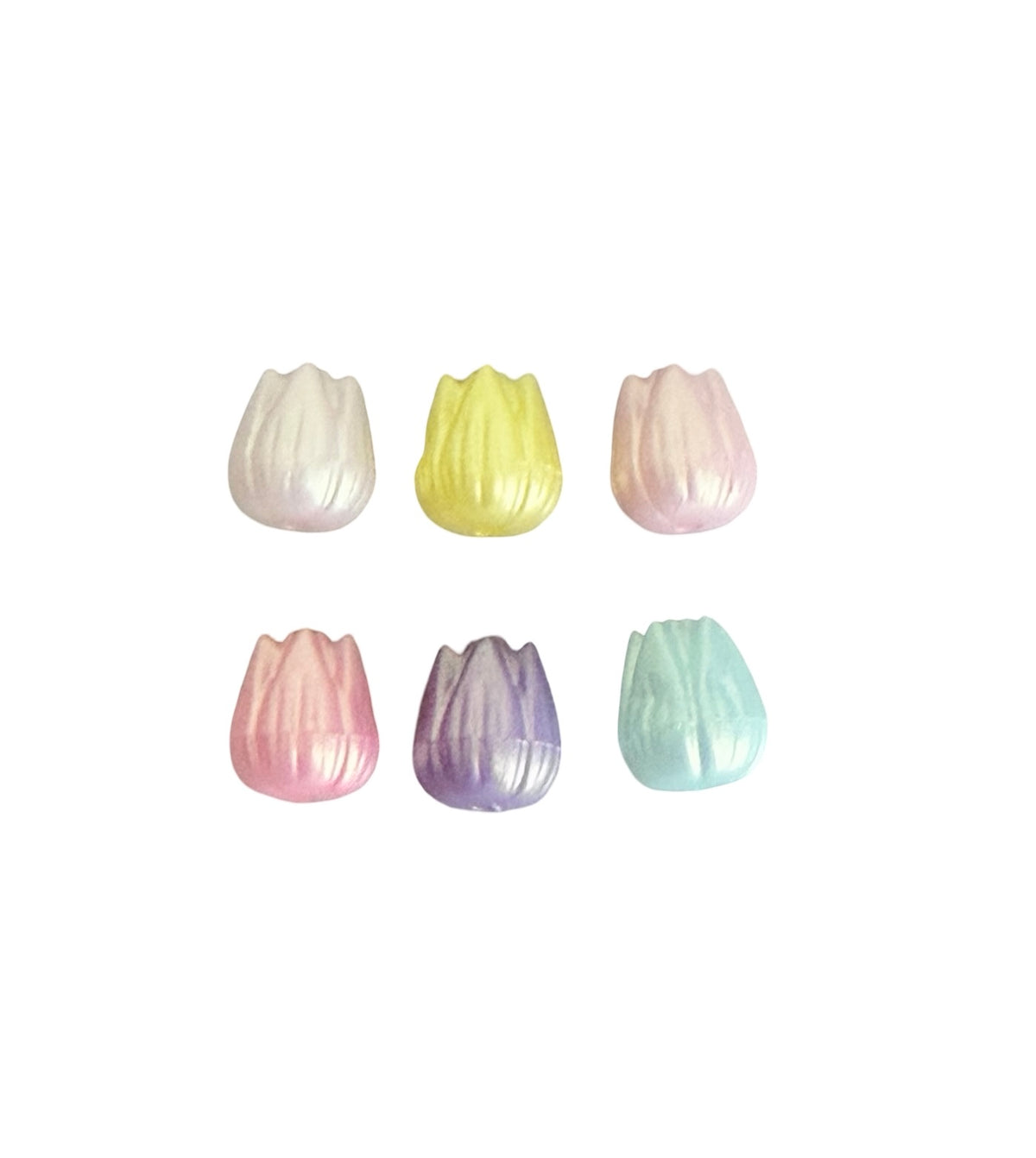9mm Acrylic 3D Tulip Bulb Beads • Random Pastel Colors • Mini Tulip Flower Beads for Jewelry Making & Crafts