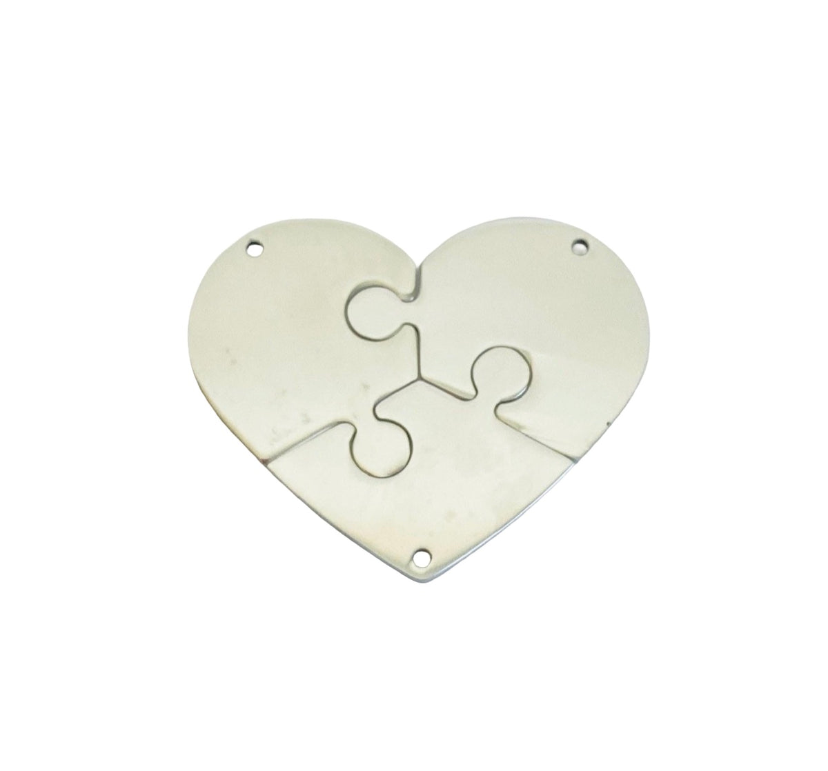 Shiny Stainless Steel 3-piece Broken Heart Blanks • 35mm x 28mm