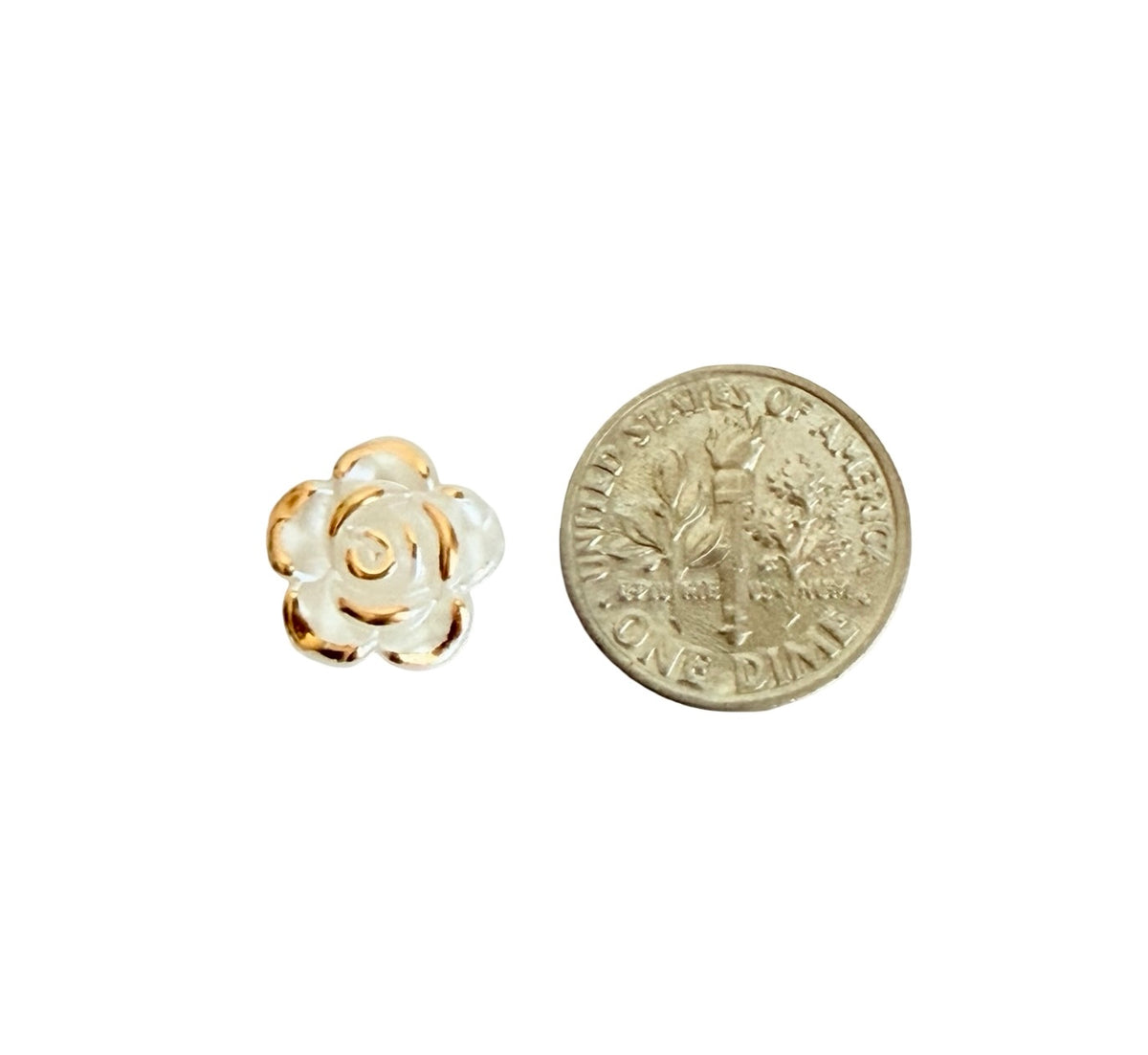 12mm Faux Pearl Gold-Trimmed Rose Beads • Off White Flower Beads for Jewelry Making