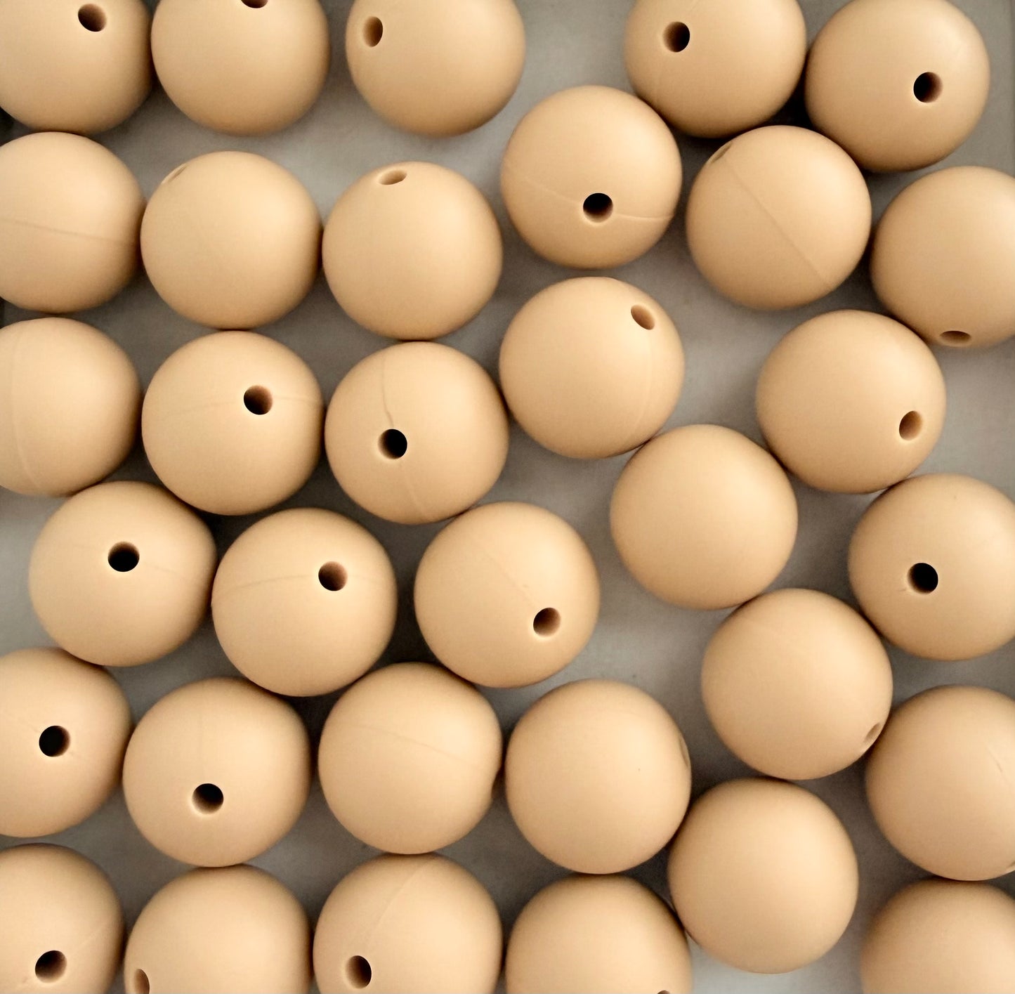 15mm Beige Silicone Beads • Round Beads (Sold Per Piece) for Jewelry Making, Keychains & DIY Crafts