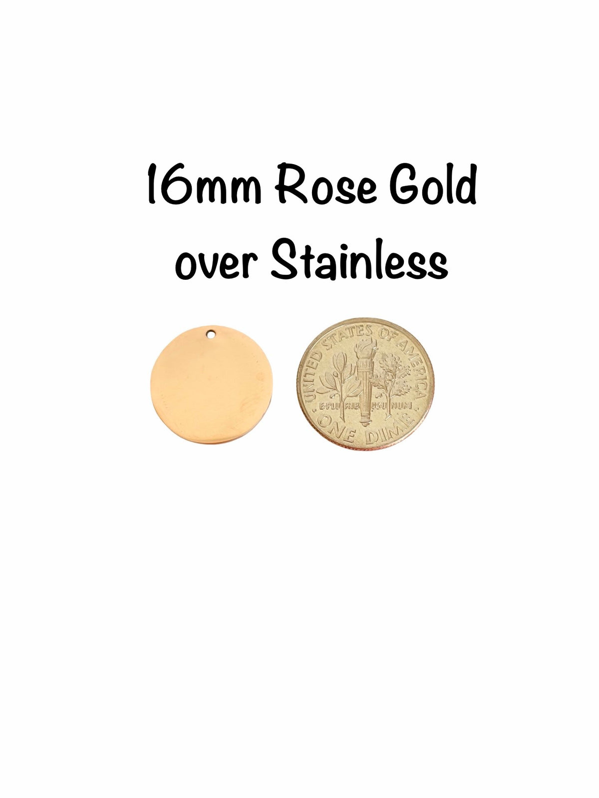 16mm Shiny Round Blanks • Stainless Steel • Gold over Stainless • Rose Gold over Stainless