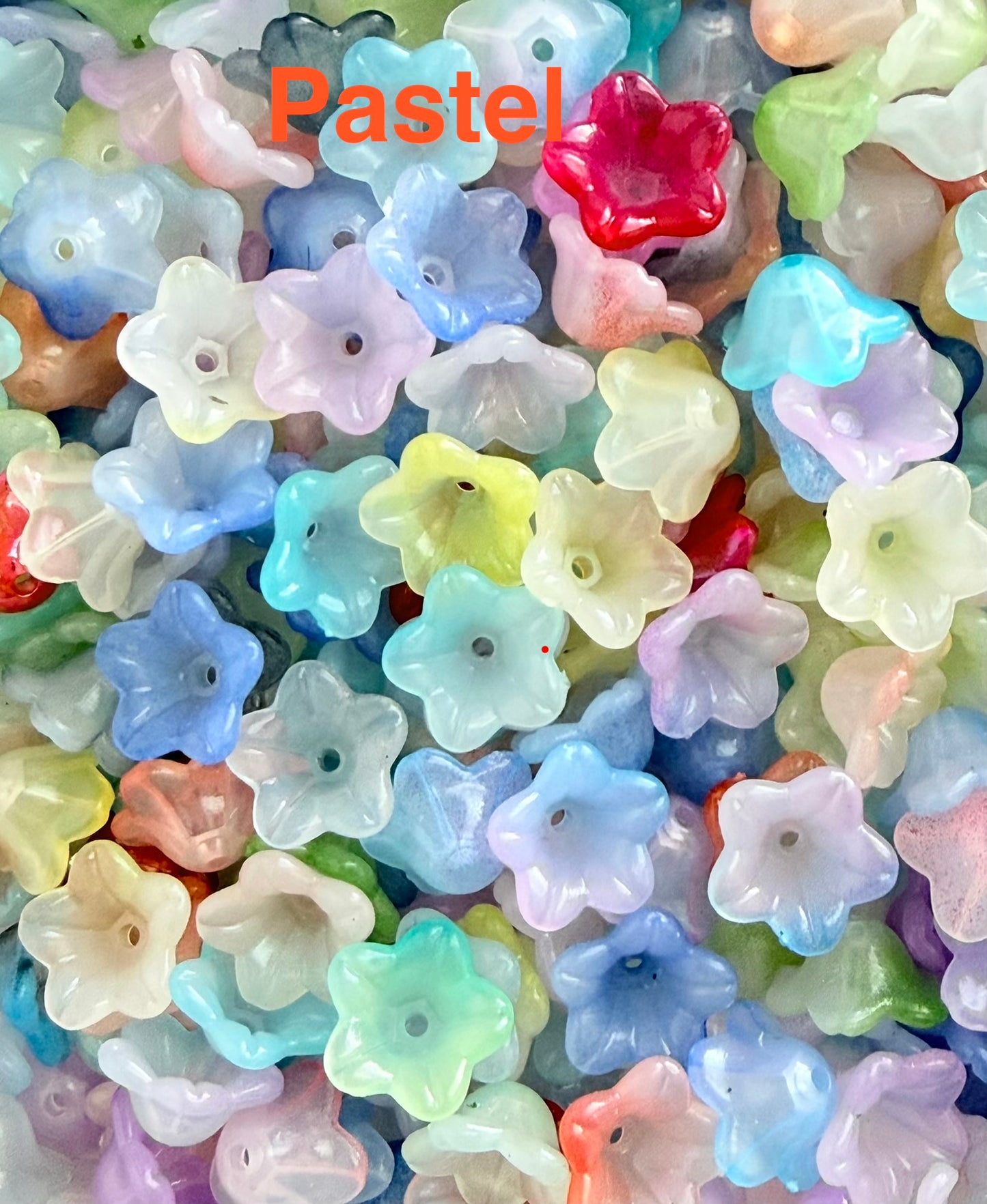 Acrylic Morning Glory Flower Beads • Pastel & Pastel AB Floral Beads for Jewelry Making, Lightweight Plastic Flower Beads