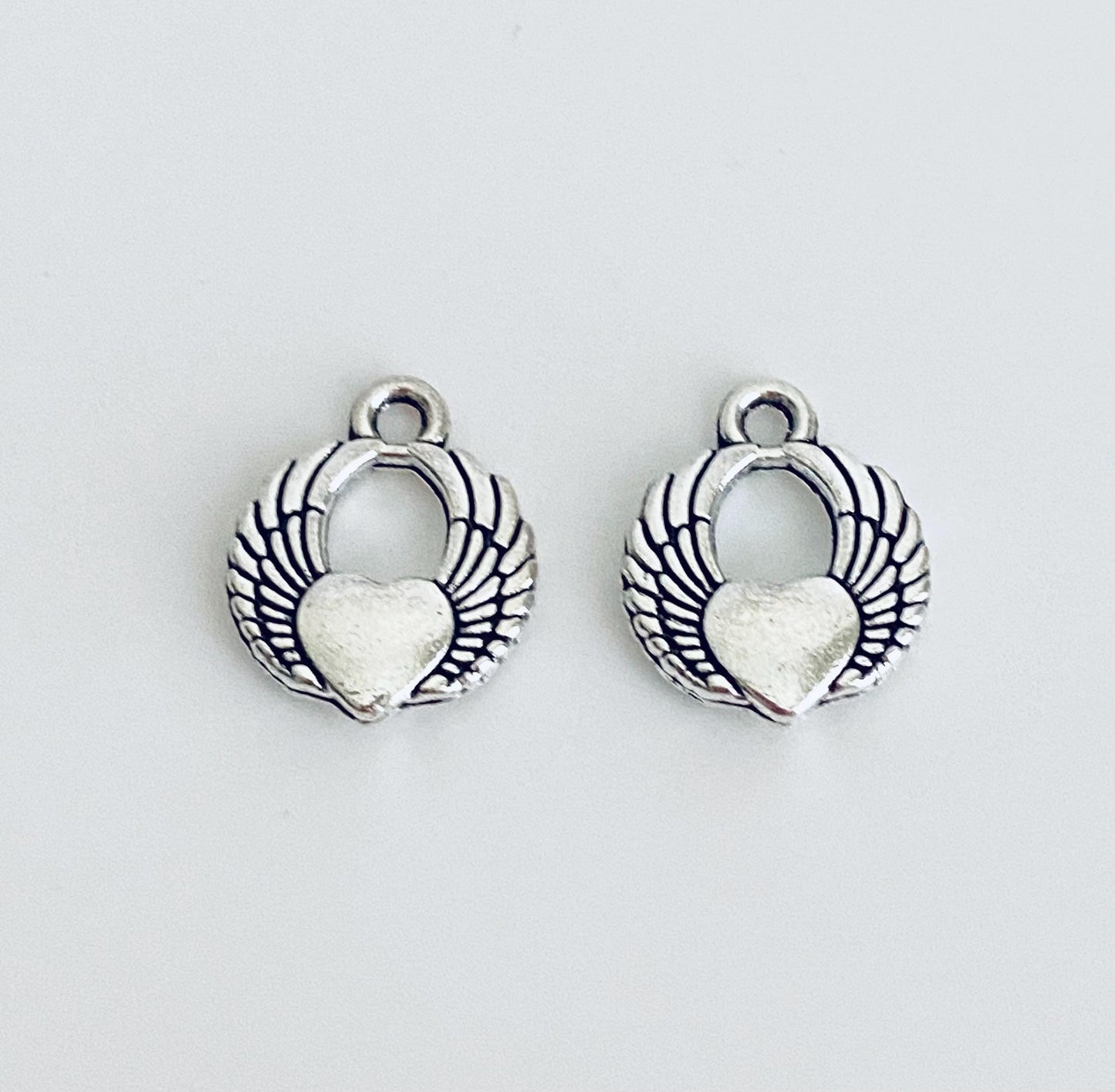 Base Metal Angel Wings with Heart Charm
