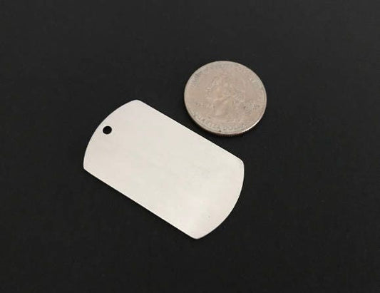 25x43mm Stainless Steel Dog Tag Blank • DIY Jewelry & Craft Supplies for Engraving