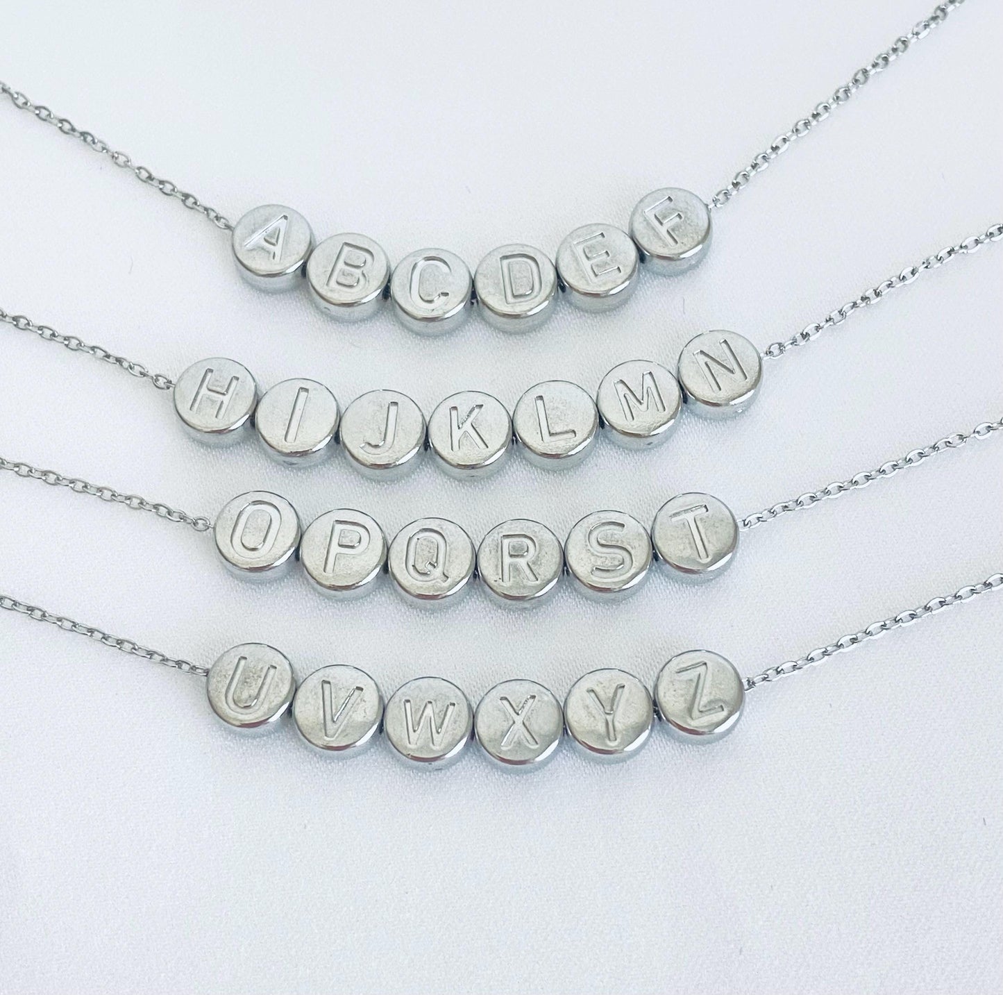 6mm Stainless Steel Round Initial Bead • Alphabet Letter Bead for Jewelry Making, Stainless Steel or Gold Over Stainless Steel