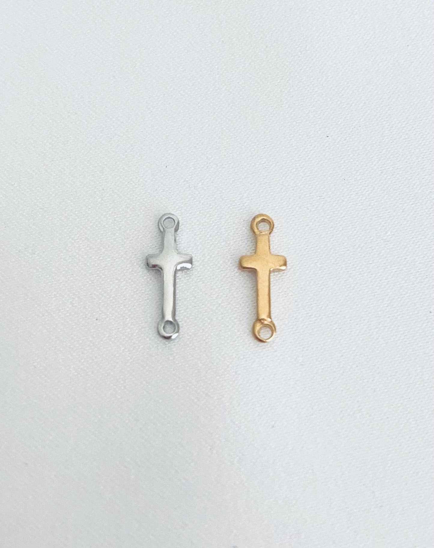 Slim Cross Connector Charm • Stainless Steel or Gold Over Stainless Steel Cross Connector for Bracelets, Necklaces & Jewelry Making