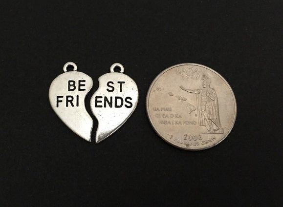 Base Metal 2-Piece Best Friend Broken Heart Charm Set